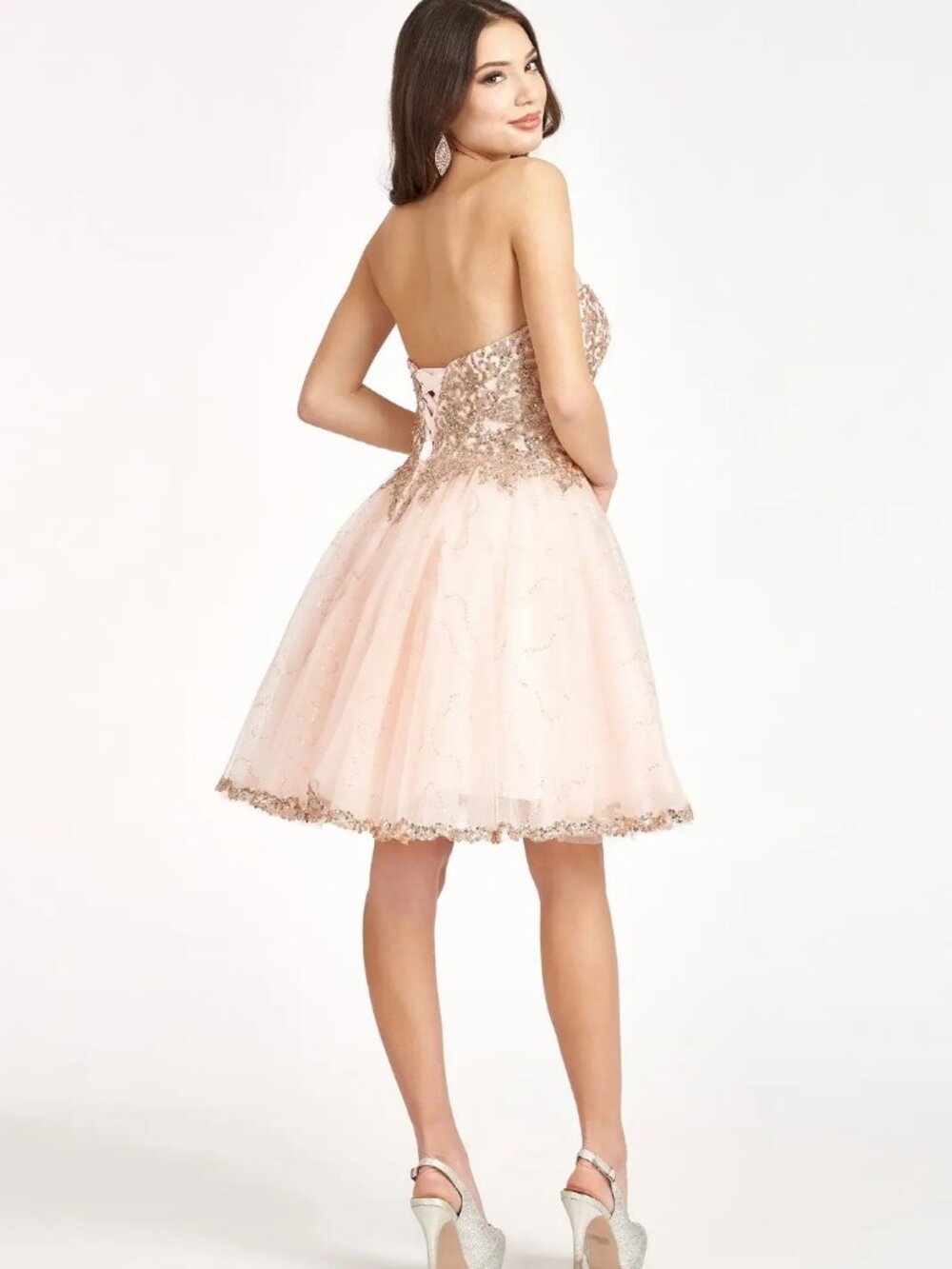 NEW BLUSH Lace & Sequin Sweetheart Cocktail Dress Embellished GS1980